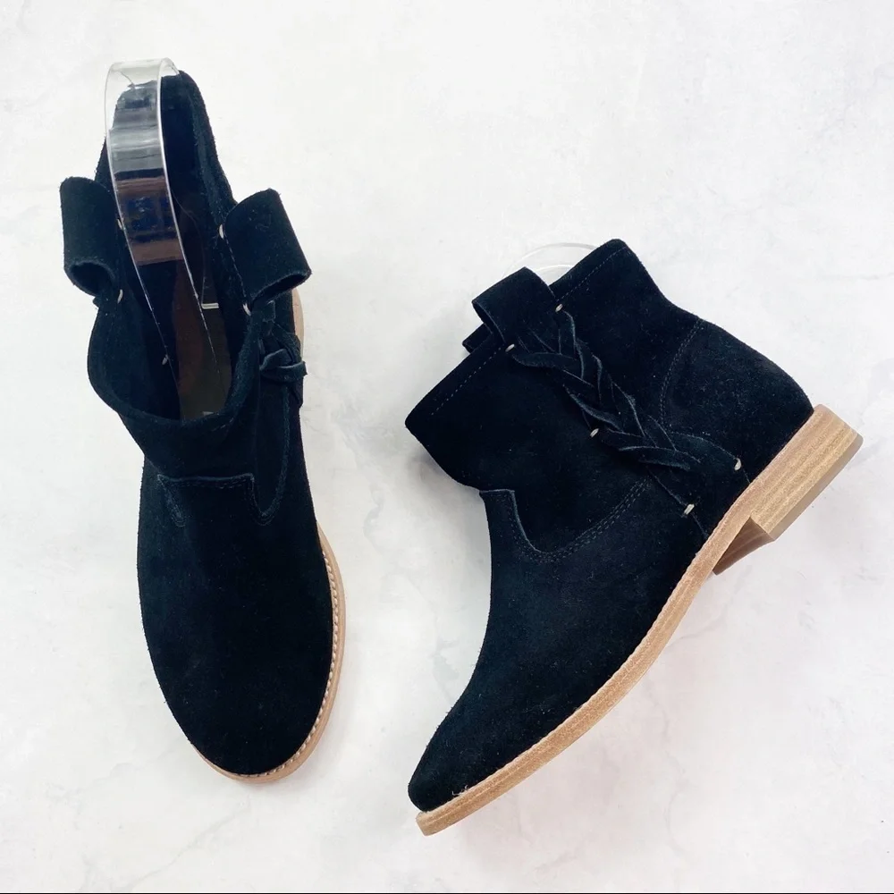 [Soludos] Braided Black Suede Ankle Boots
